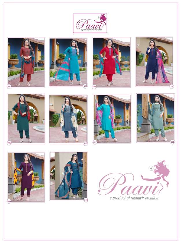 PAAVI BANI EMBROIDERY on top and Pant with Nazmin Duppta kurti Wholesale catalog