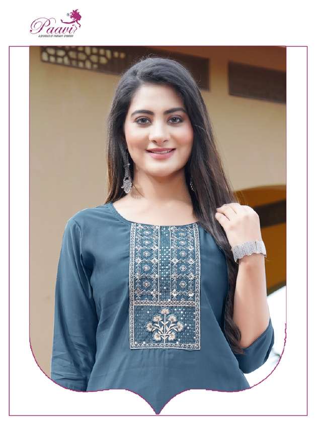 PAAVI BANI EMBROIDERY on top and Pant with Nazmin Duppta kurti Wholesale catalog