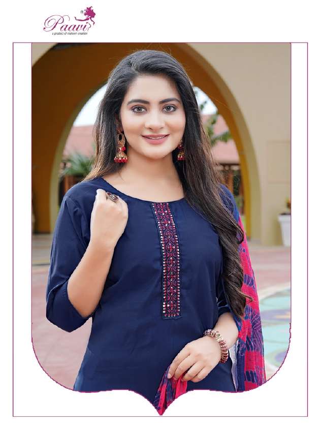 PAAVI BANI EMBROIDERY on top and Pant with Nazmin Duppta kurti Wholesale catalog
