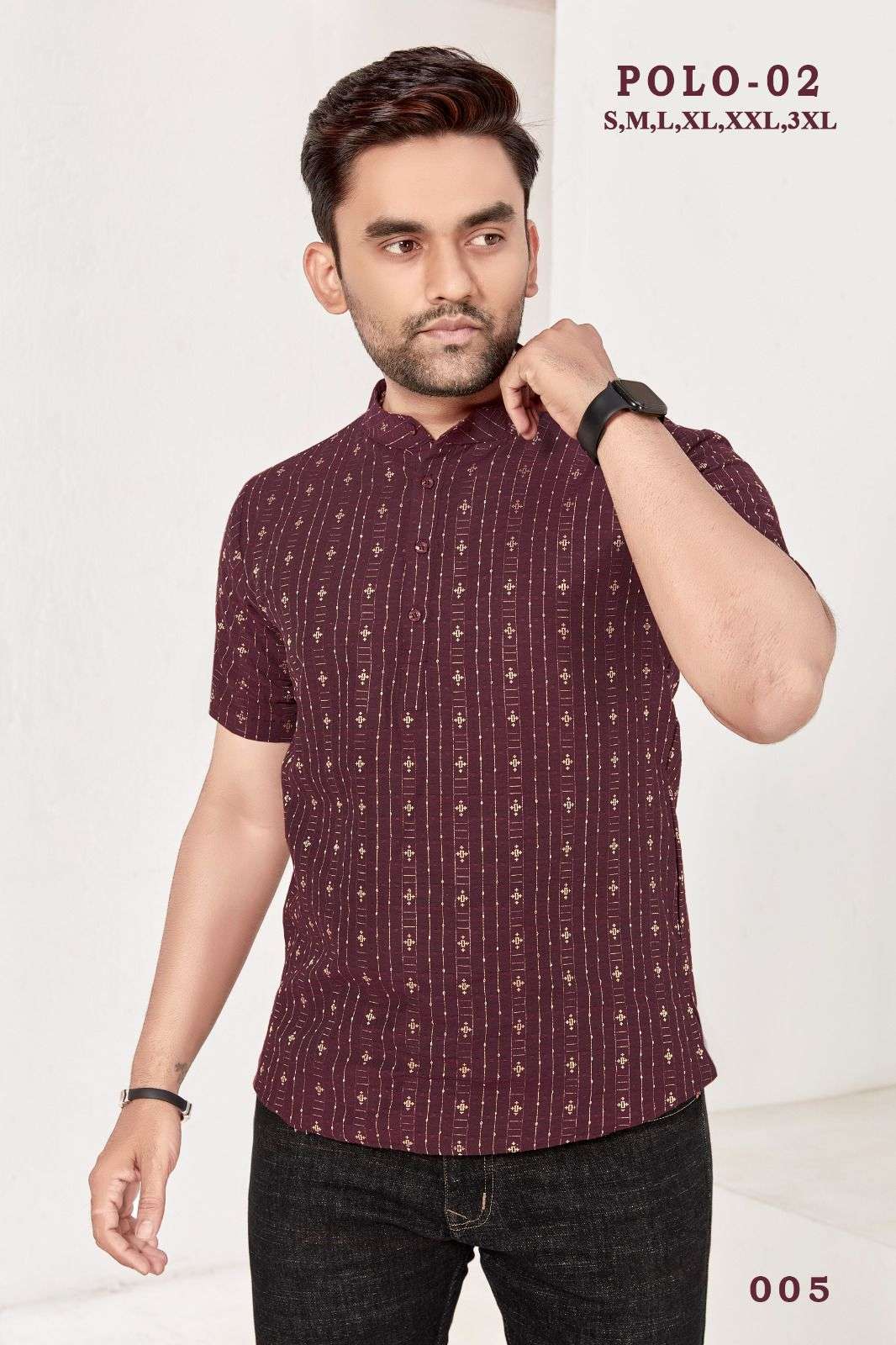 POLO-2 RAYON COTTON HANDLOOM FABRIC Mens Kurta Wholesale catalog
