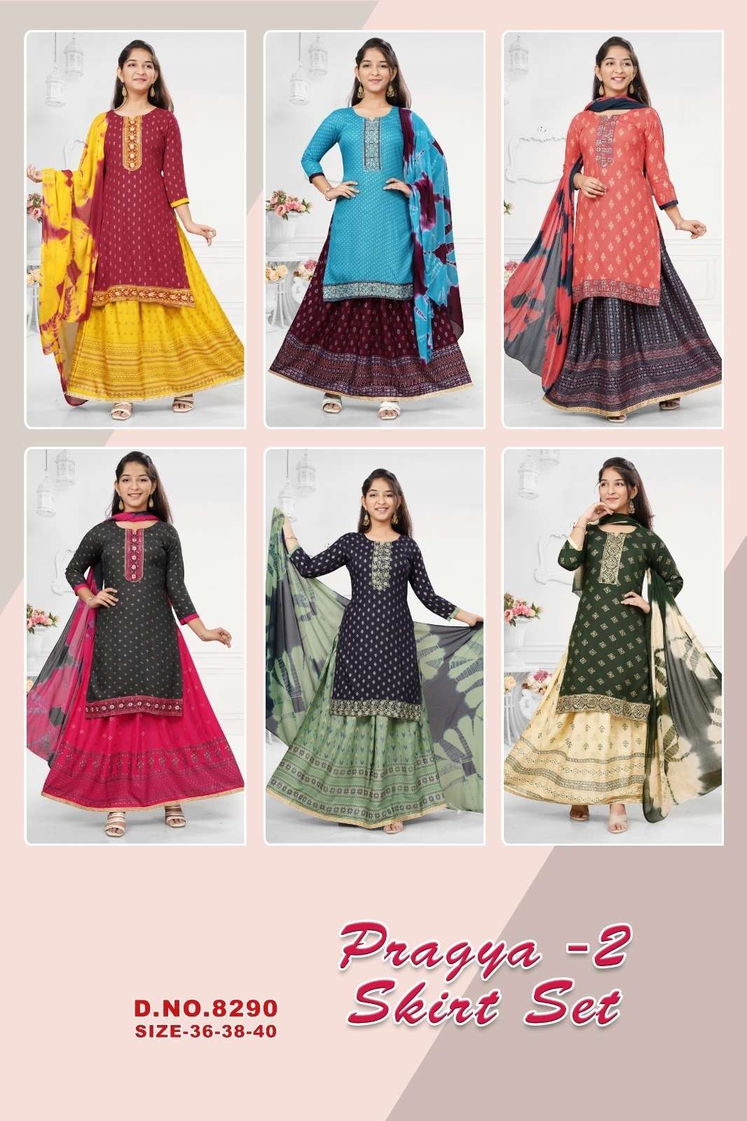 Pragya 2 Skirt Set With Dupatta Kurti Wholesale catalog