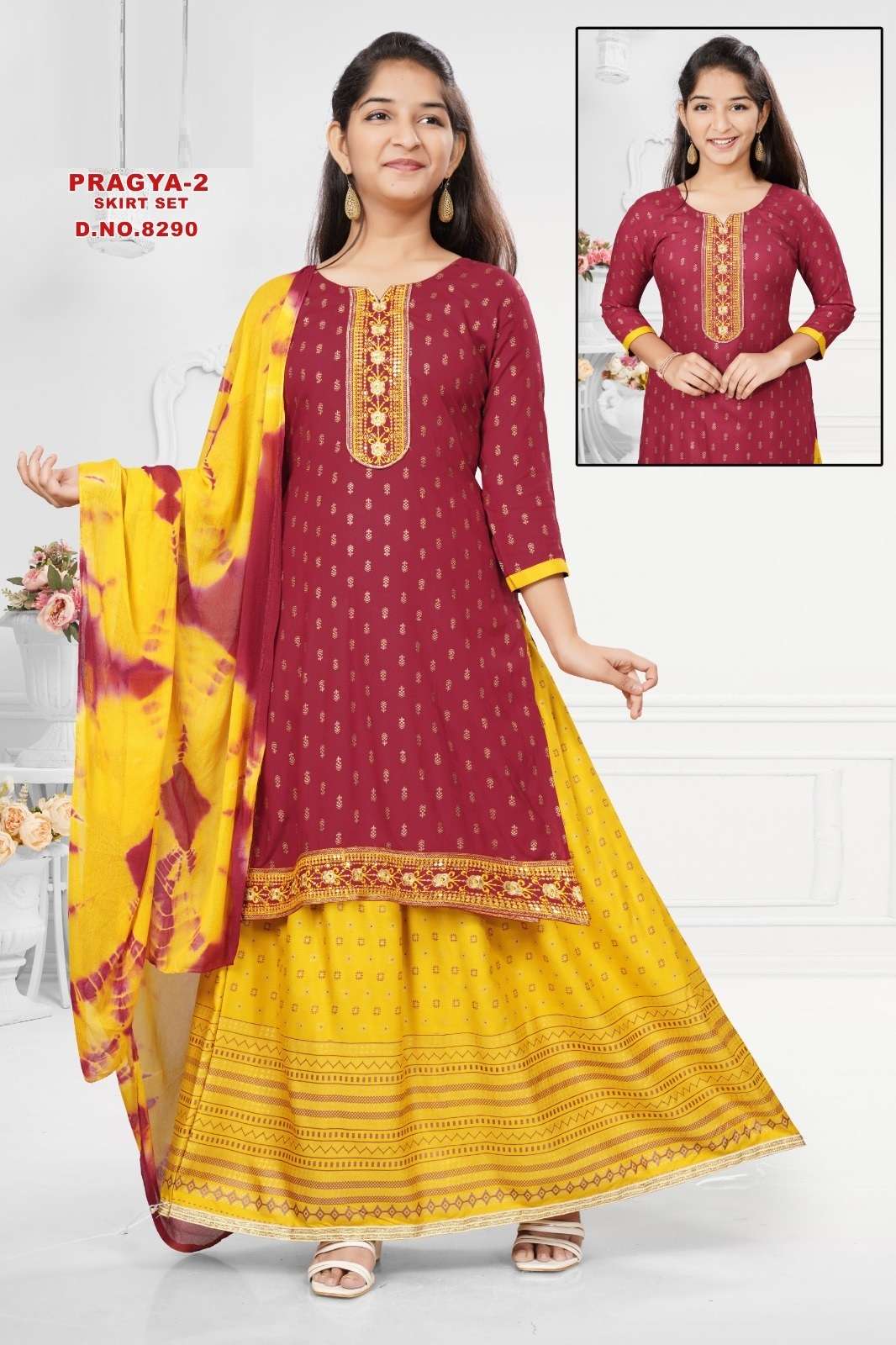 Pragya 2 Skirt Set With Dupatta Kurti Wholesale catalog