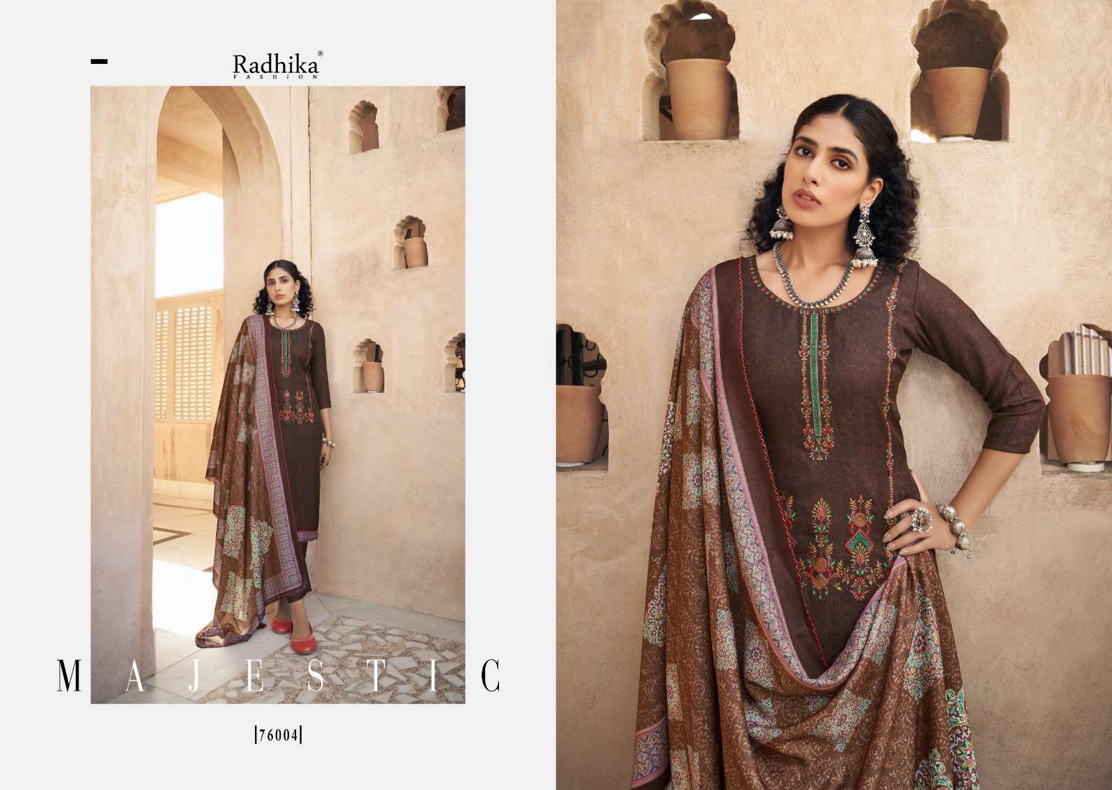 Radhika Sumyra Kashmira Shawal 2 Pashmina Dress Material Wholesale catalog