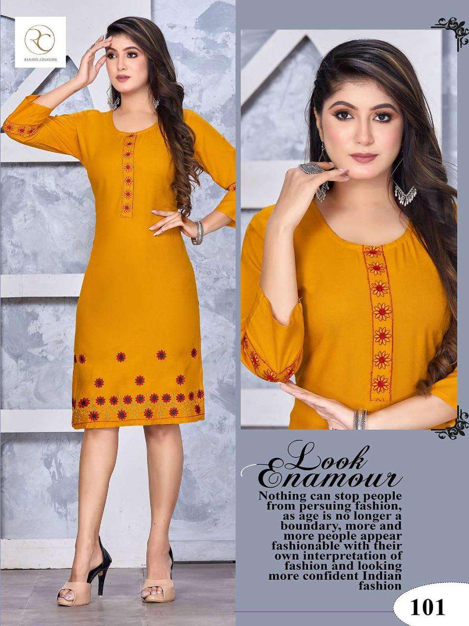 Rc Kashmiri Vol 3 Rayon Embroidered Designer Kurtis Wholesale catalog