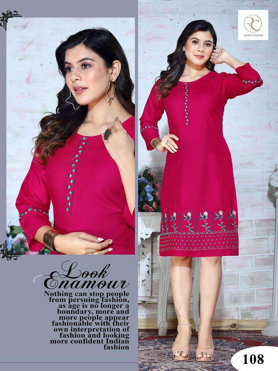 Rc Kashmiri Vol 3 Rayon Embroidered Designer Kurtis Wholesale catalog