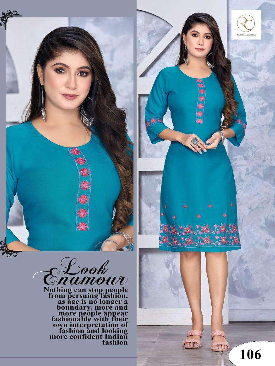 Rc Kashmiri Vol 3 Rayon Embroidered Designer Kurtis Wholesale catalog