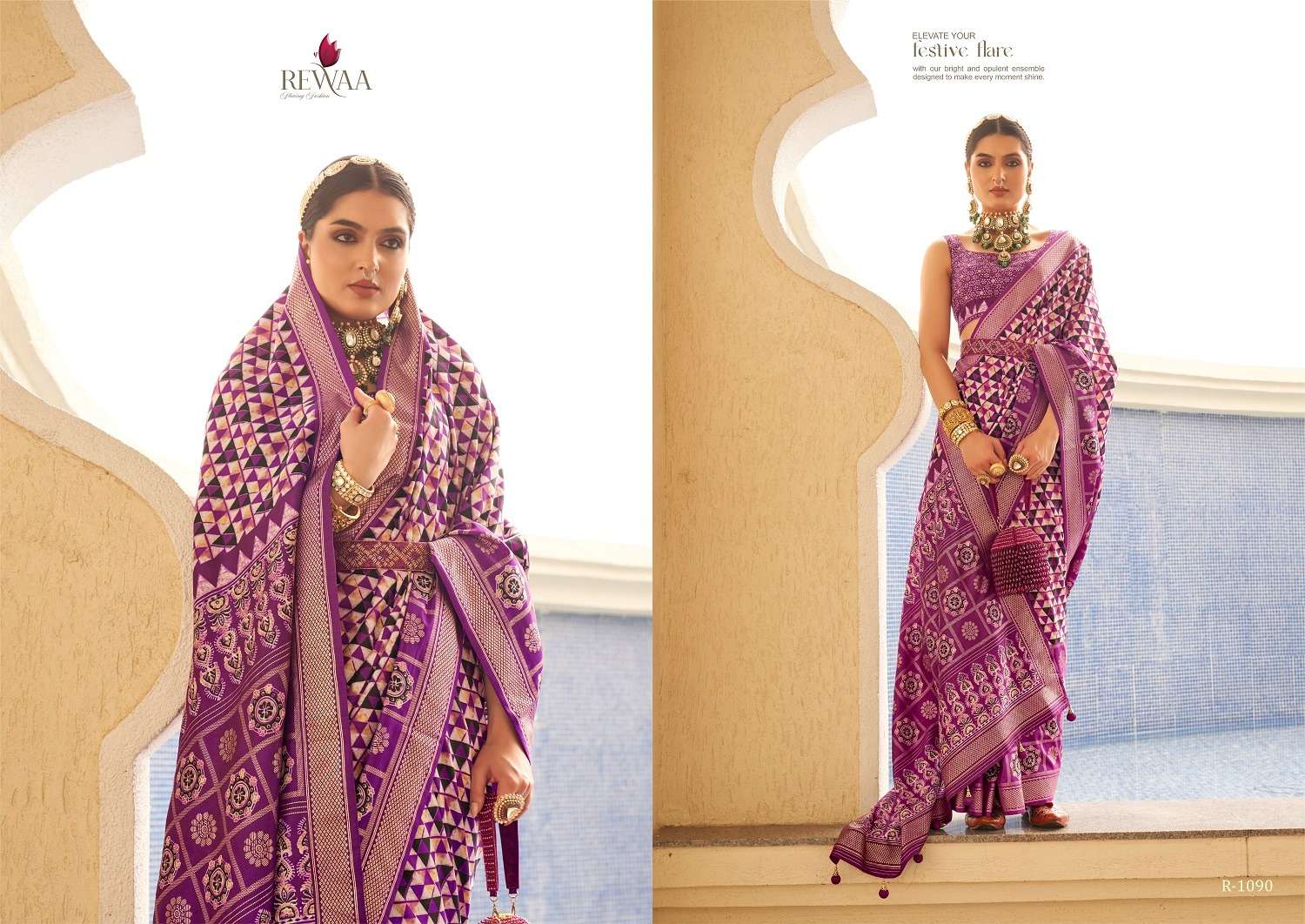 Rewaa Aaranya Silk Blend Designer Saree Wholesale catalog