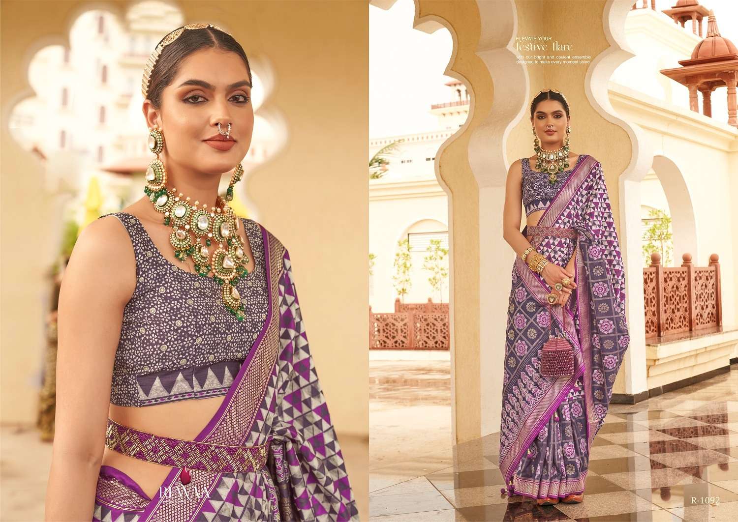 Rewaa Aaranya Silk Blend Designer Saree Wholesale catalog