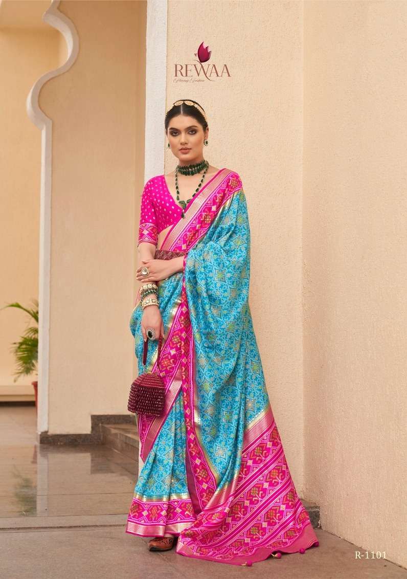 Rewaa Rashi Patola Silk Blend Designer Saree Wholesale catalog