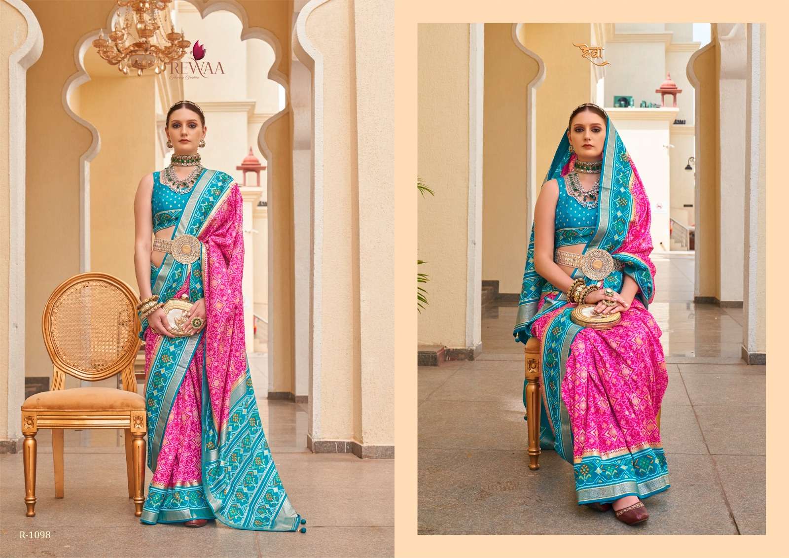 Rewaa Rashi Patola Silk Blend Designer Saree Wholesale catalog