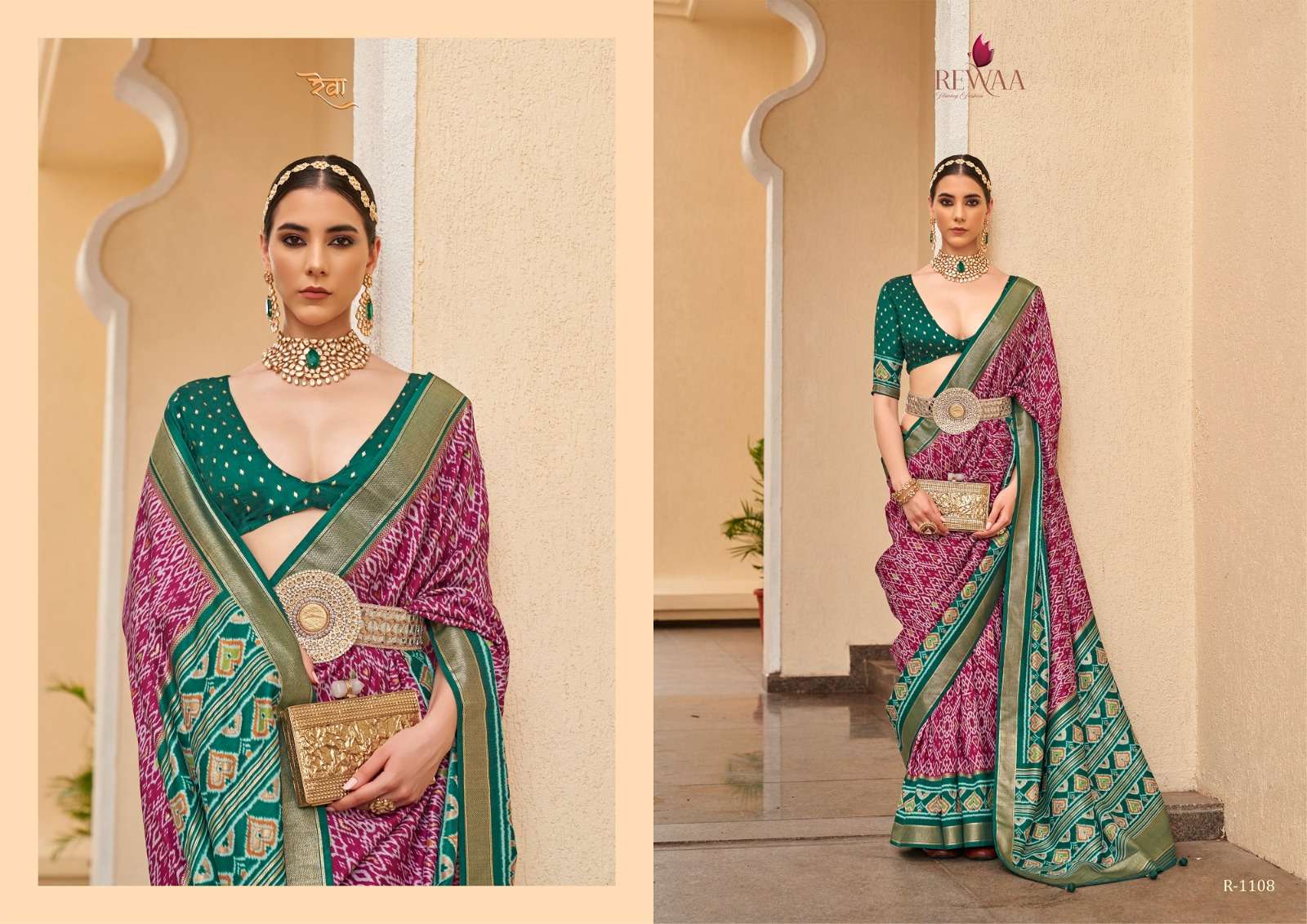 Rewaa Rashi Patola Silk Blend Designer Saree Wholesale catalog