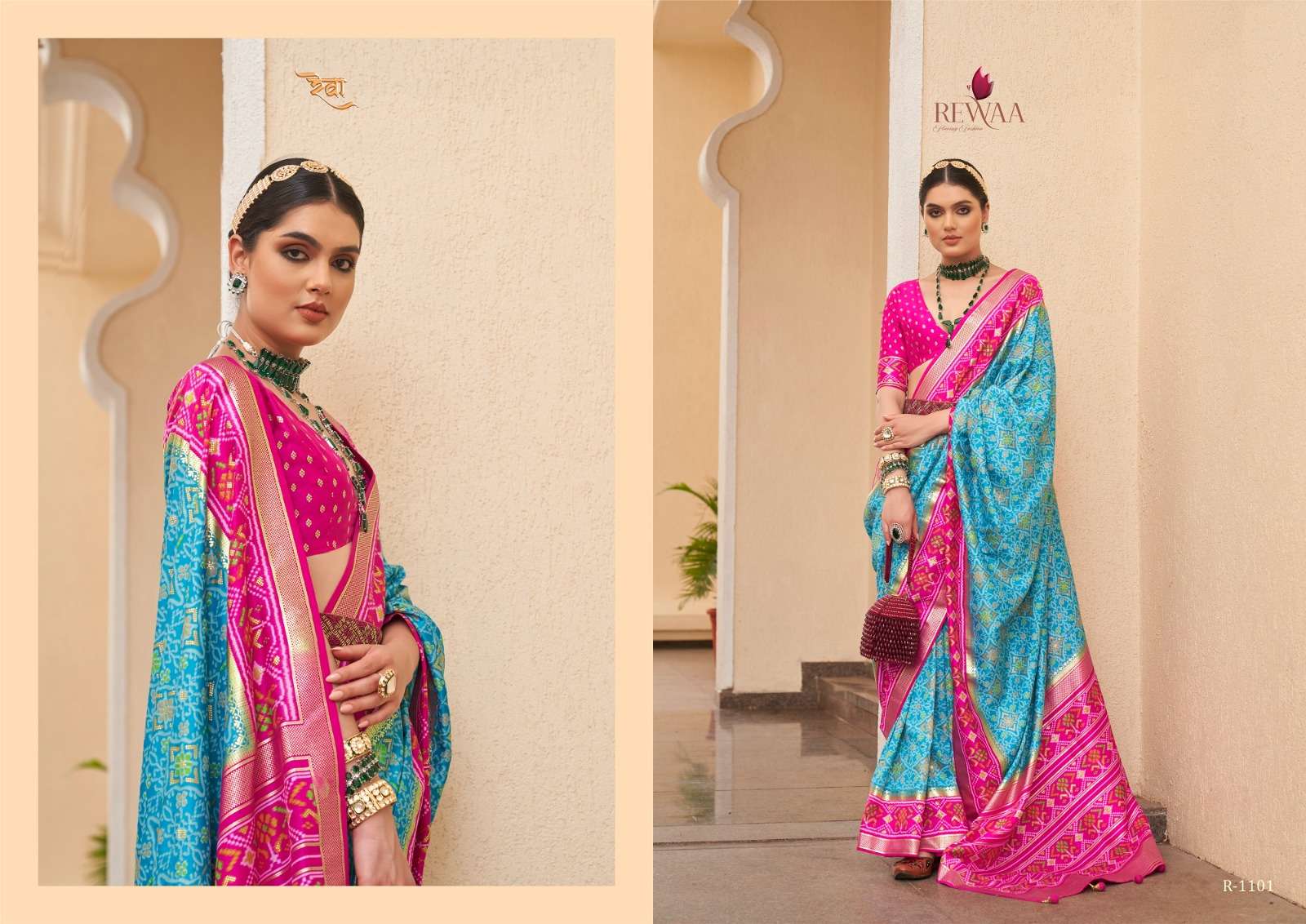 Rewaa Rashi Patola Silk Blend Designer Saree Wholesale catalog
