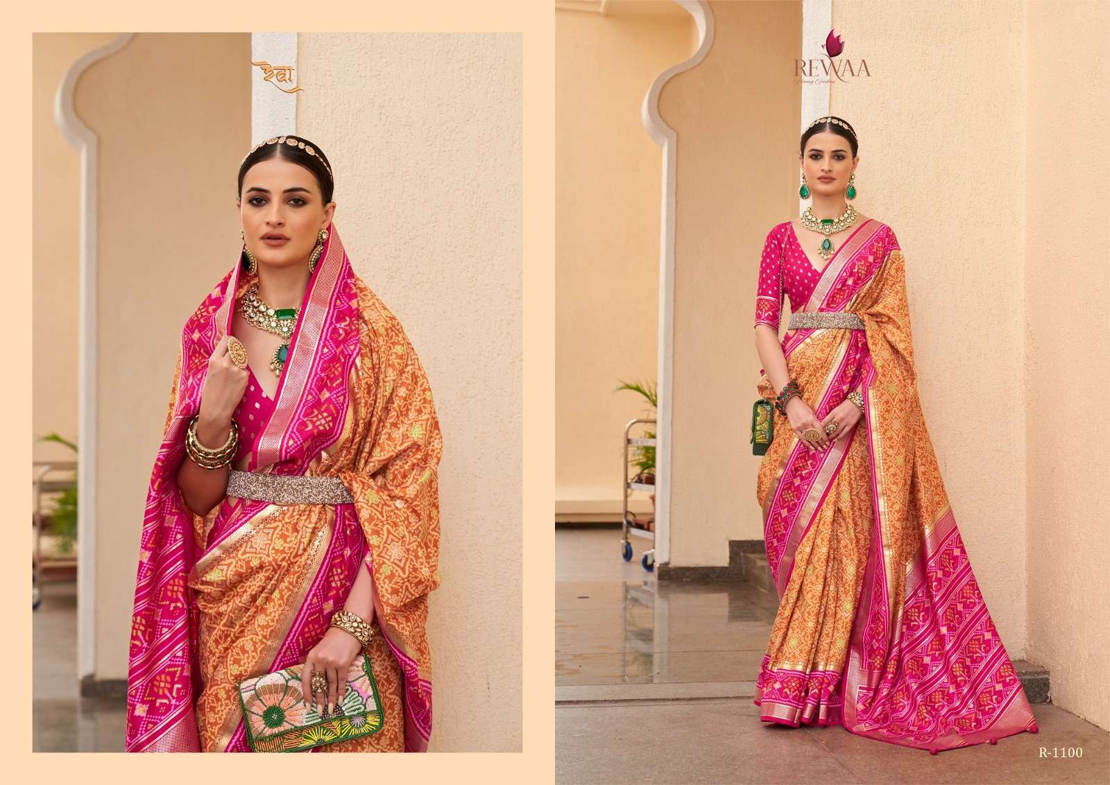 Rewaa Rashi Patola Silk Blend Designer Saree Wholesale catalog