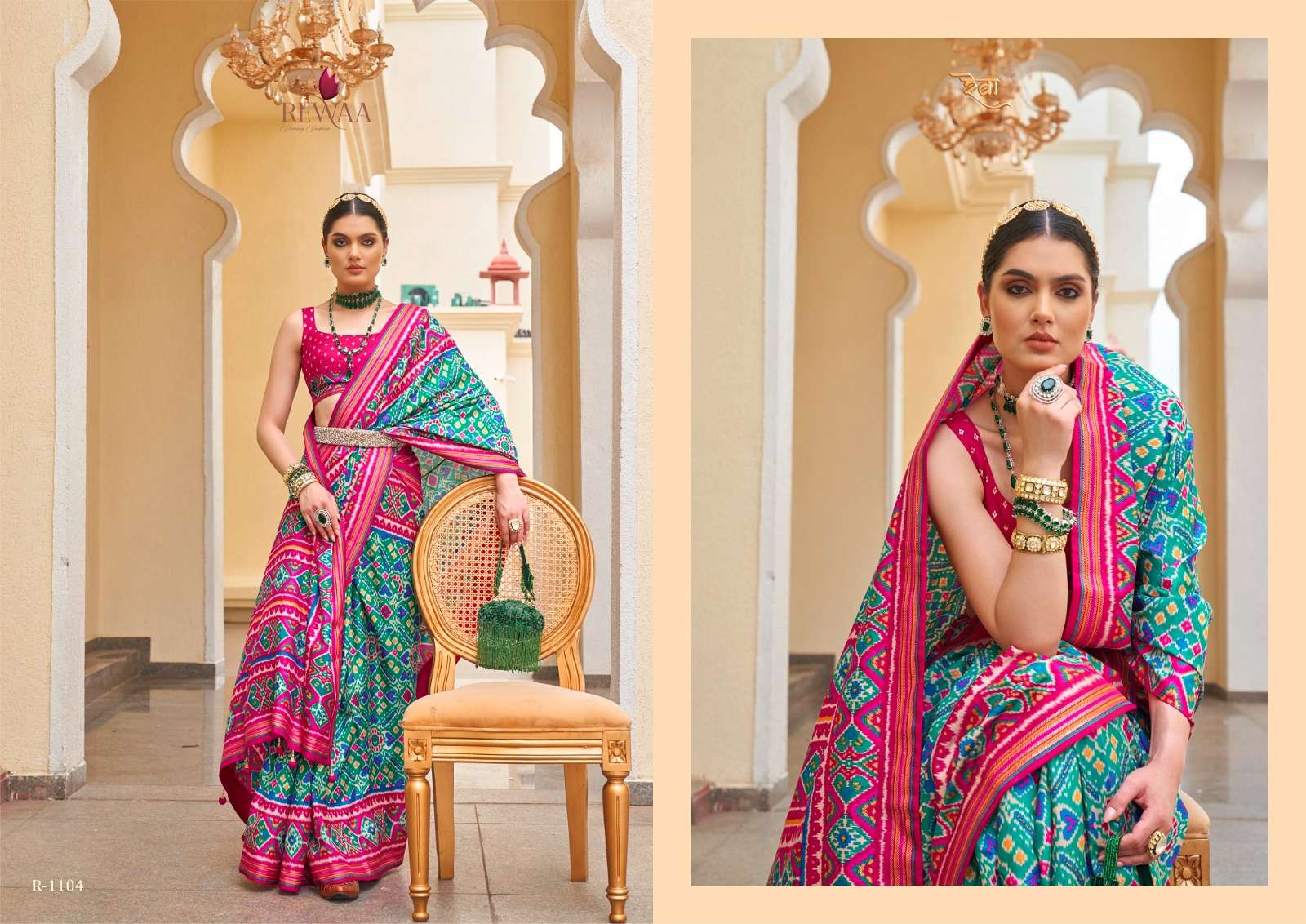 Rewaa Rashi Patola Silk Blend Designer Saree Wholesale catalog