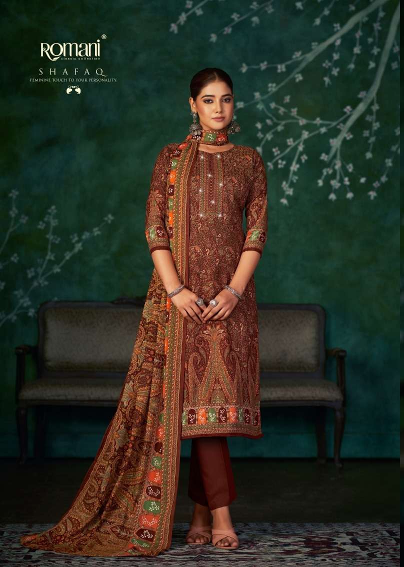 Romani Shafaq Pashmina Drees Material Wholesale catalog