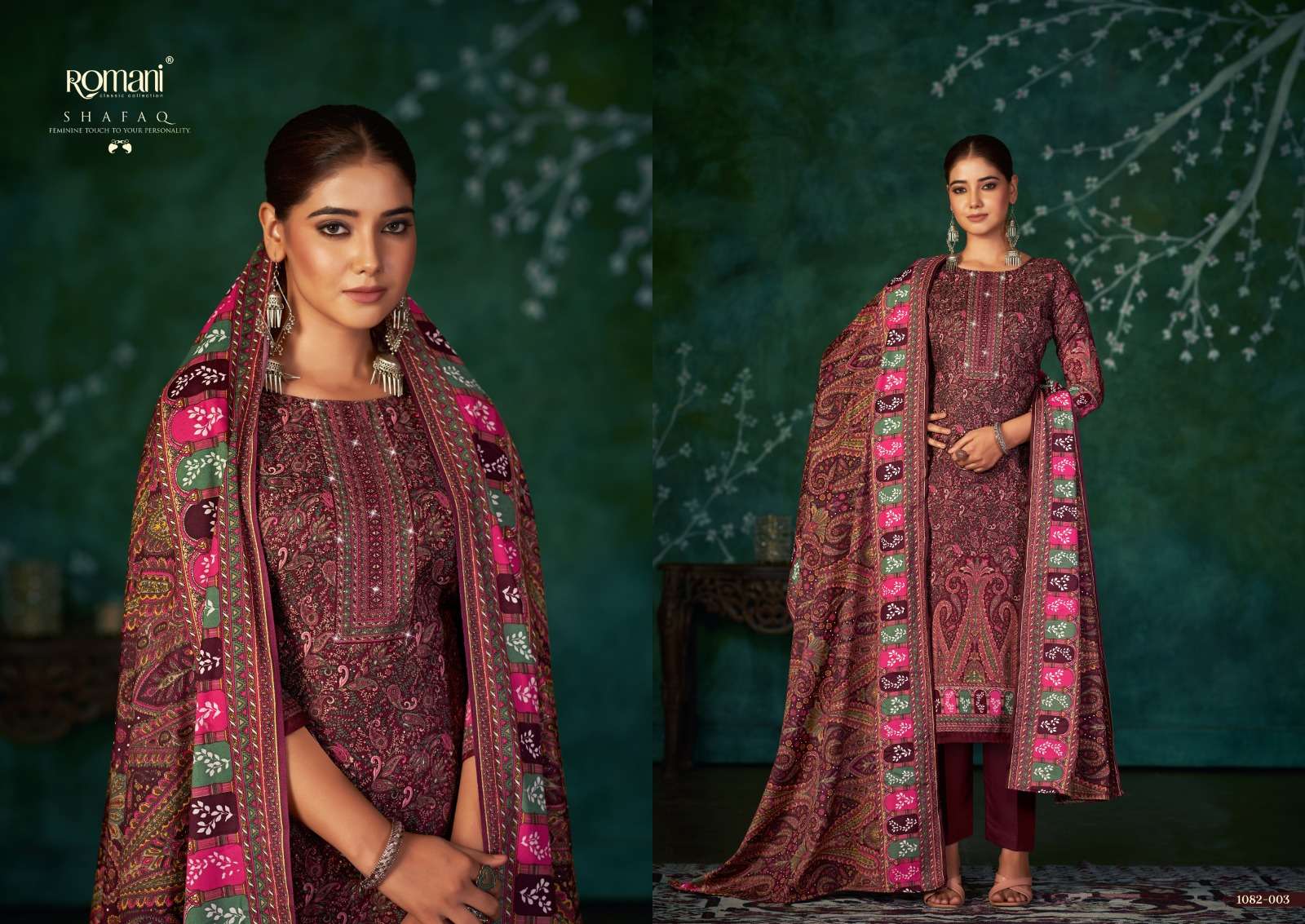 Romani Shafaq Pashmina Drees Material Wholesale catalog
