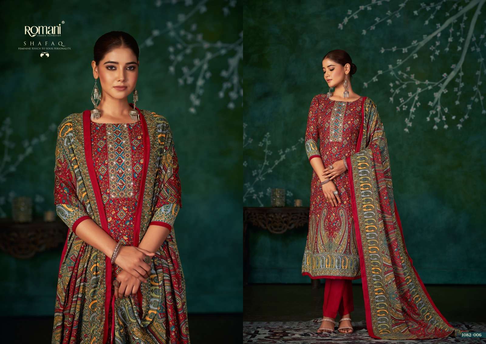 Romani Shafaq Pashmina Drees Material Wholesale catalog