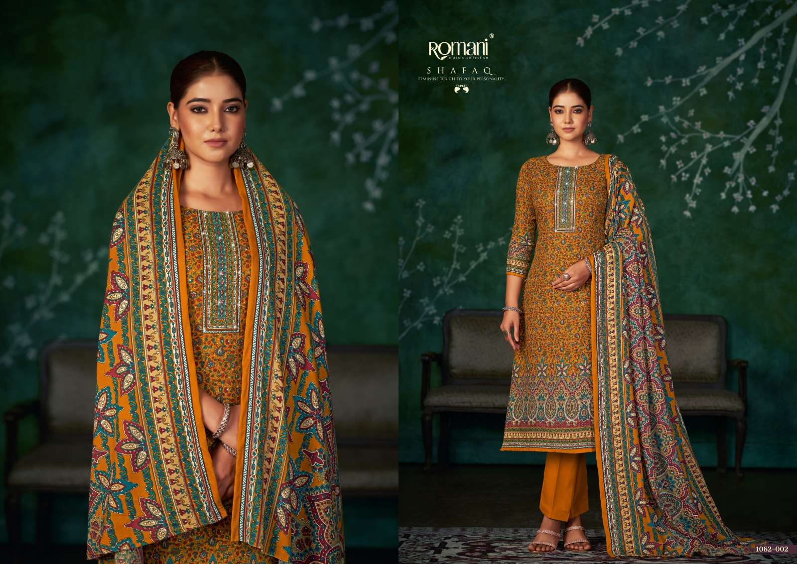 Romani Shafaq Pashmina Drees Material Wholesale catalog