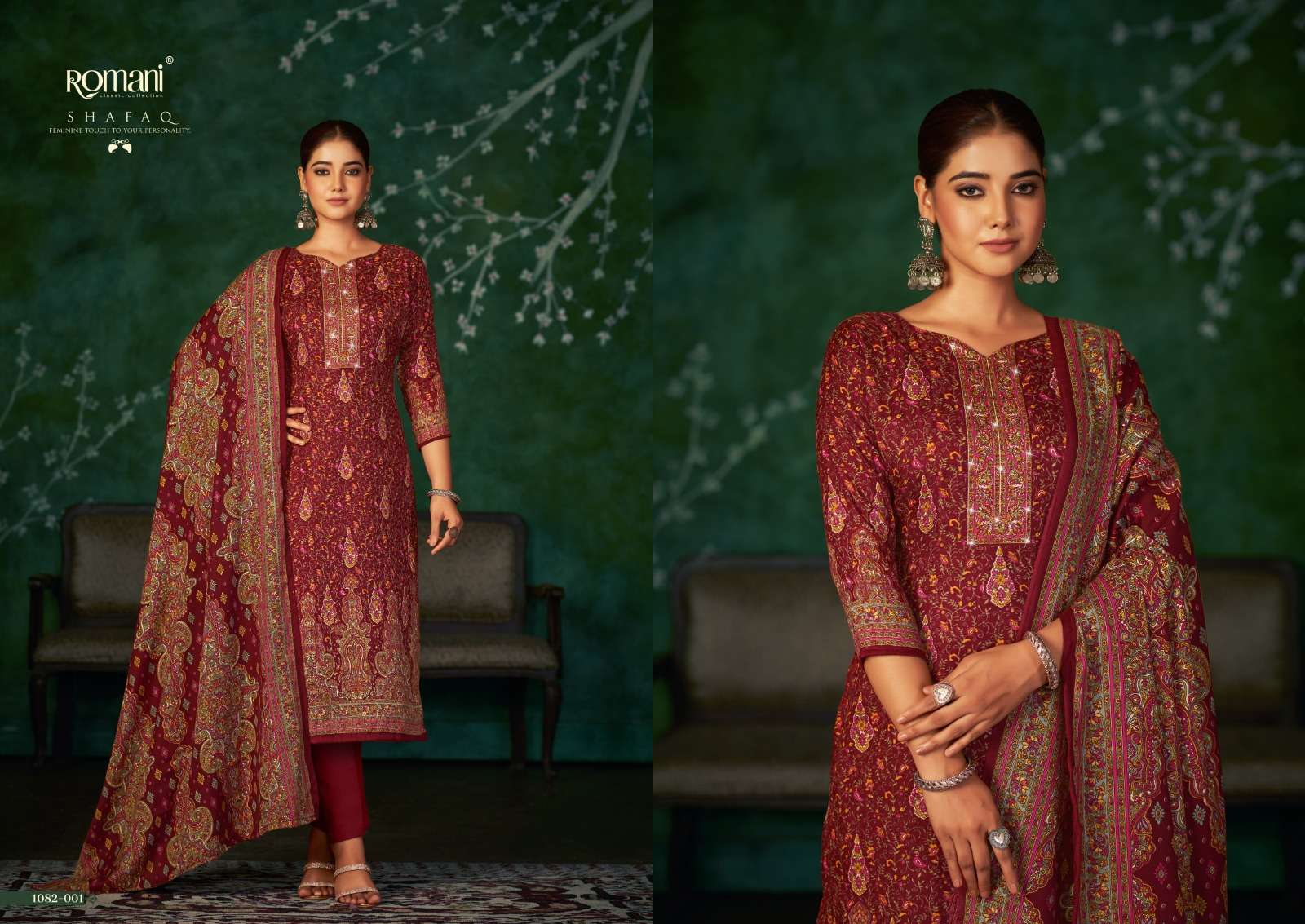 Romani Shafaq Pashmina Drees Material Wholesale catalog