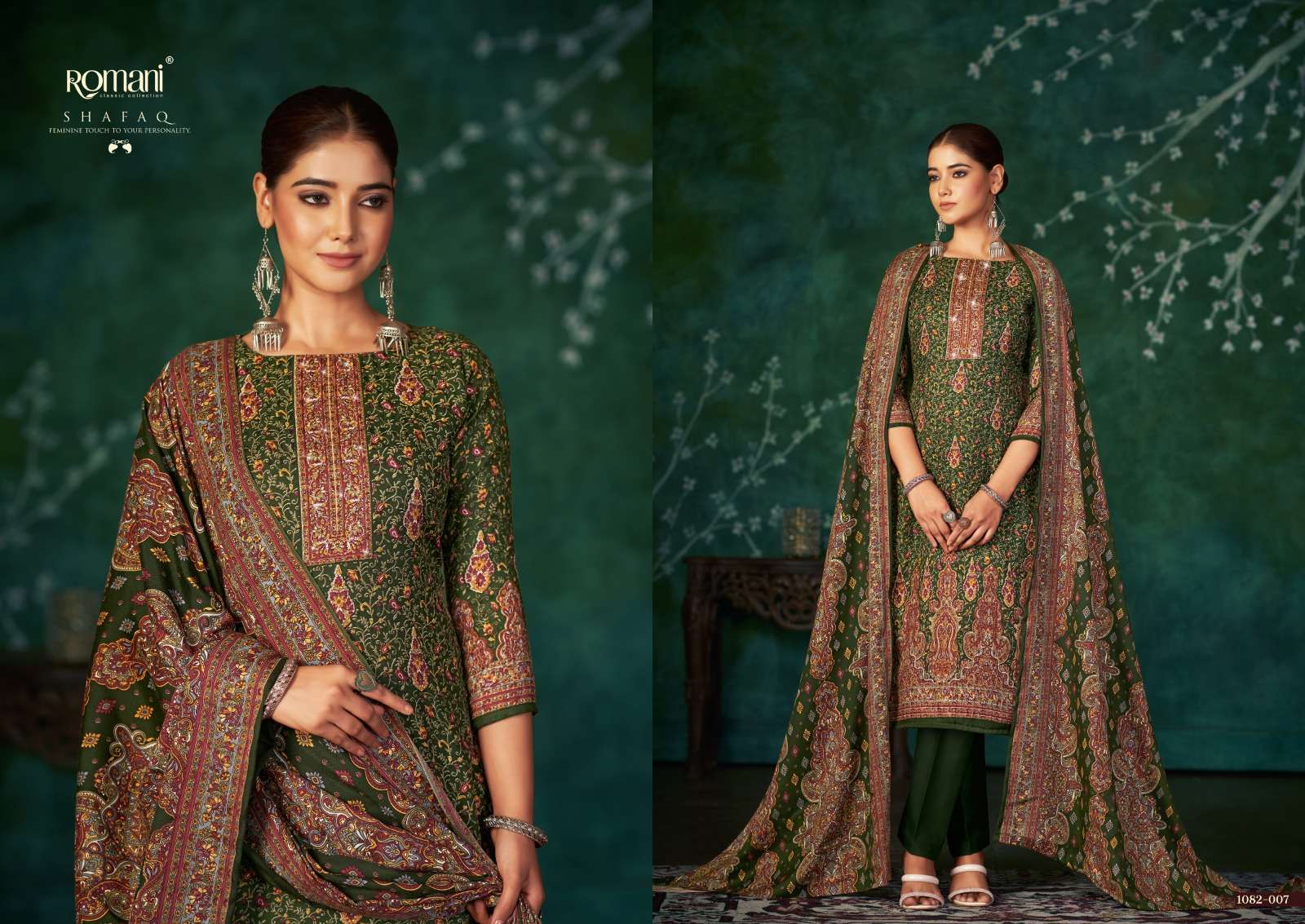 Romani Shafaq Pashmina Drees Material Wholesale catalog