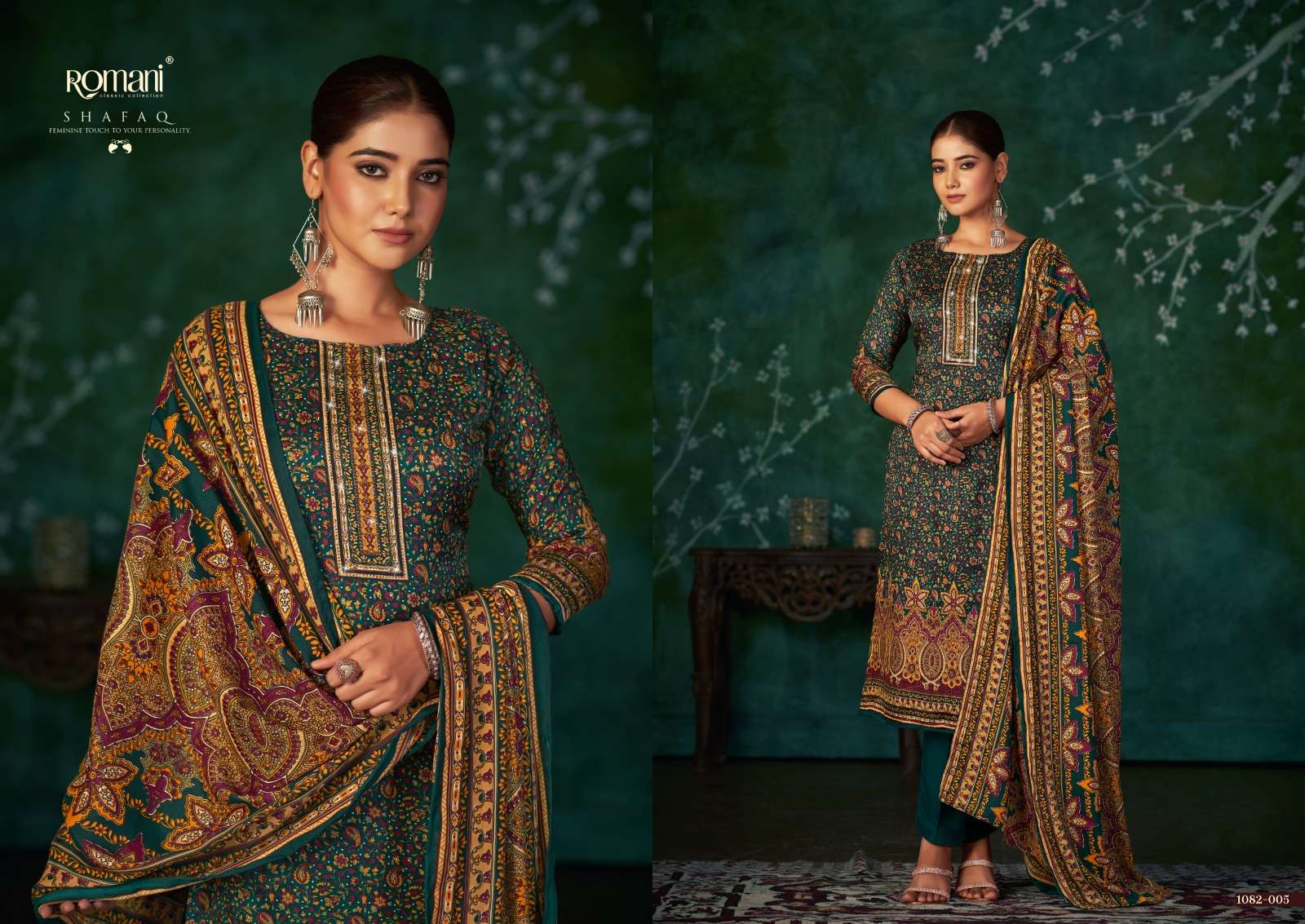 Romani Shafaq Pashmina Drees Material Wholesale catalog
