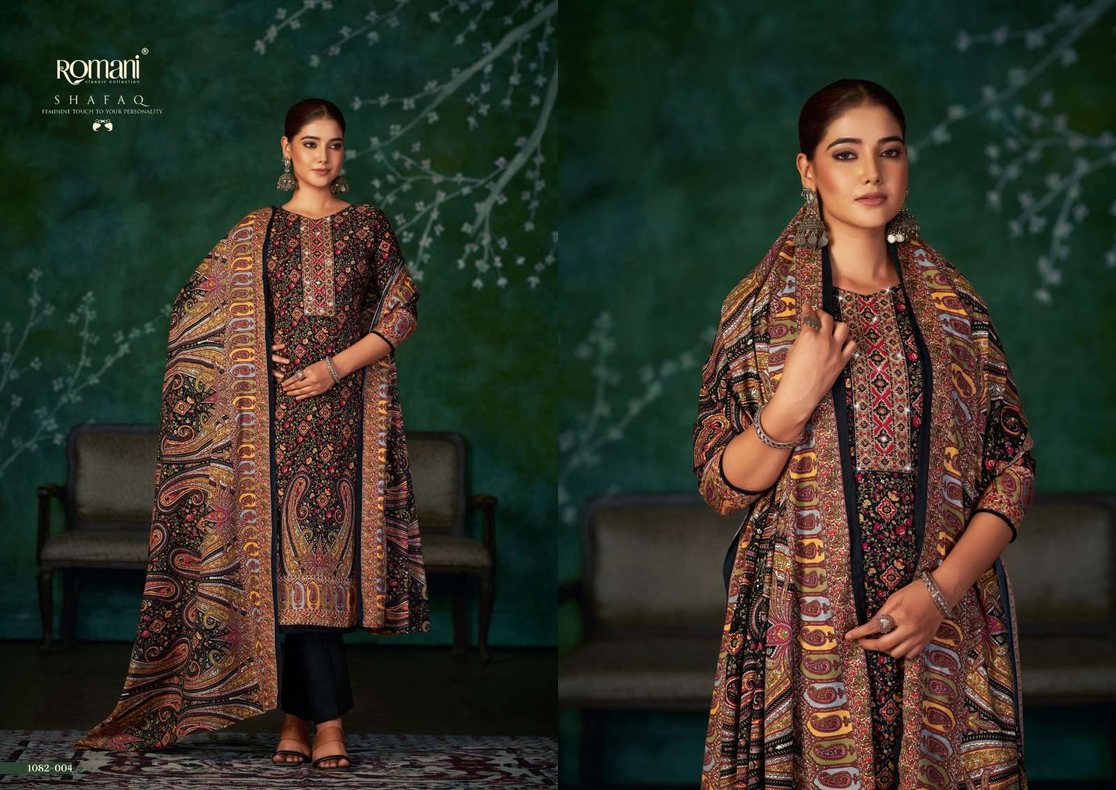 Romani Shafaq Pashmina Drees Material Wholesale catalog