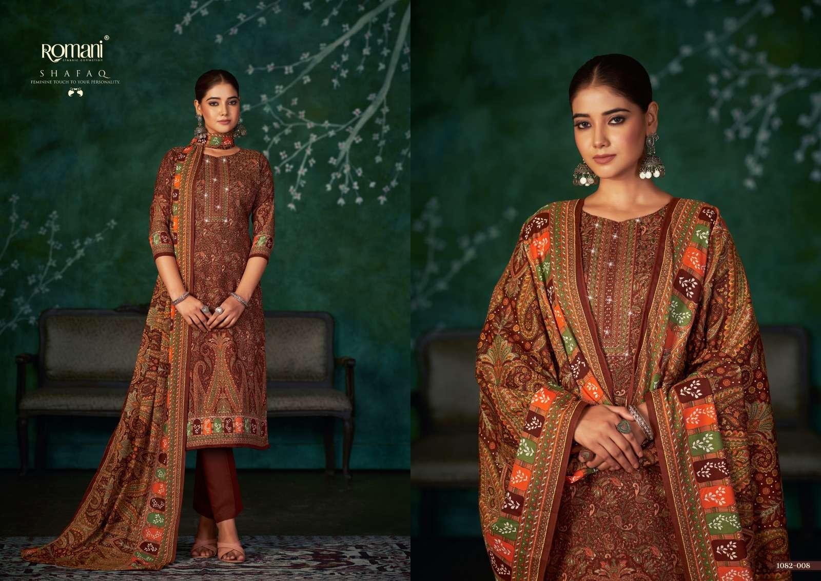 Romani Shafaq Pashmina Drees Material Wholesale catalog
