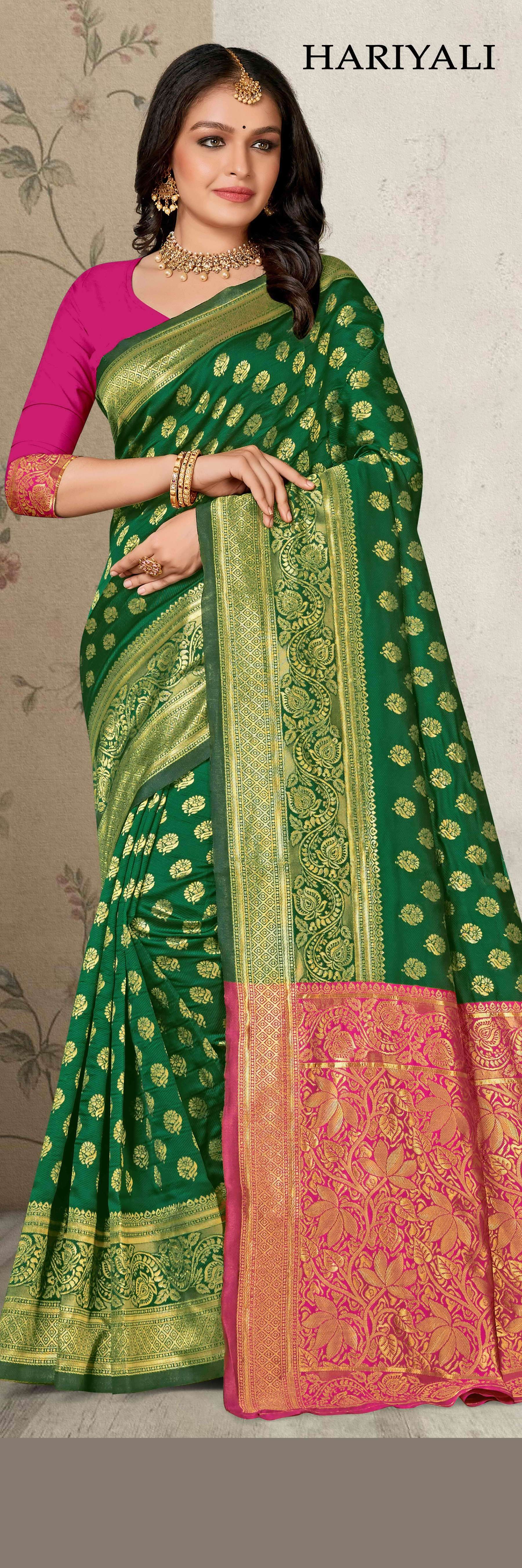 Ronisha Hariyali banarasi silk Saree Wholesale catalog