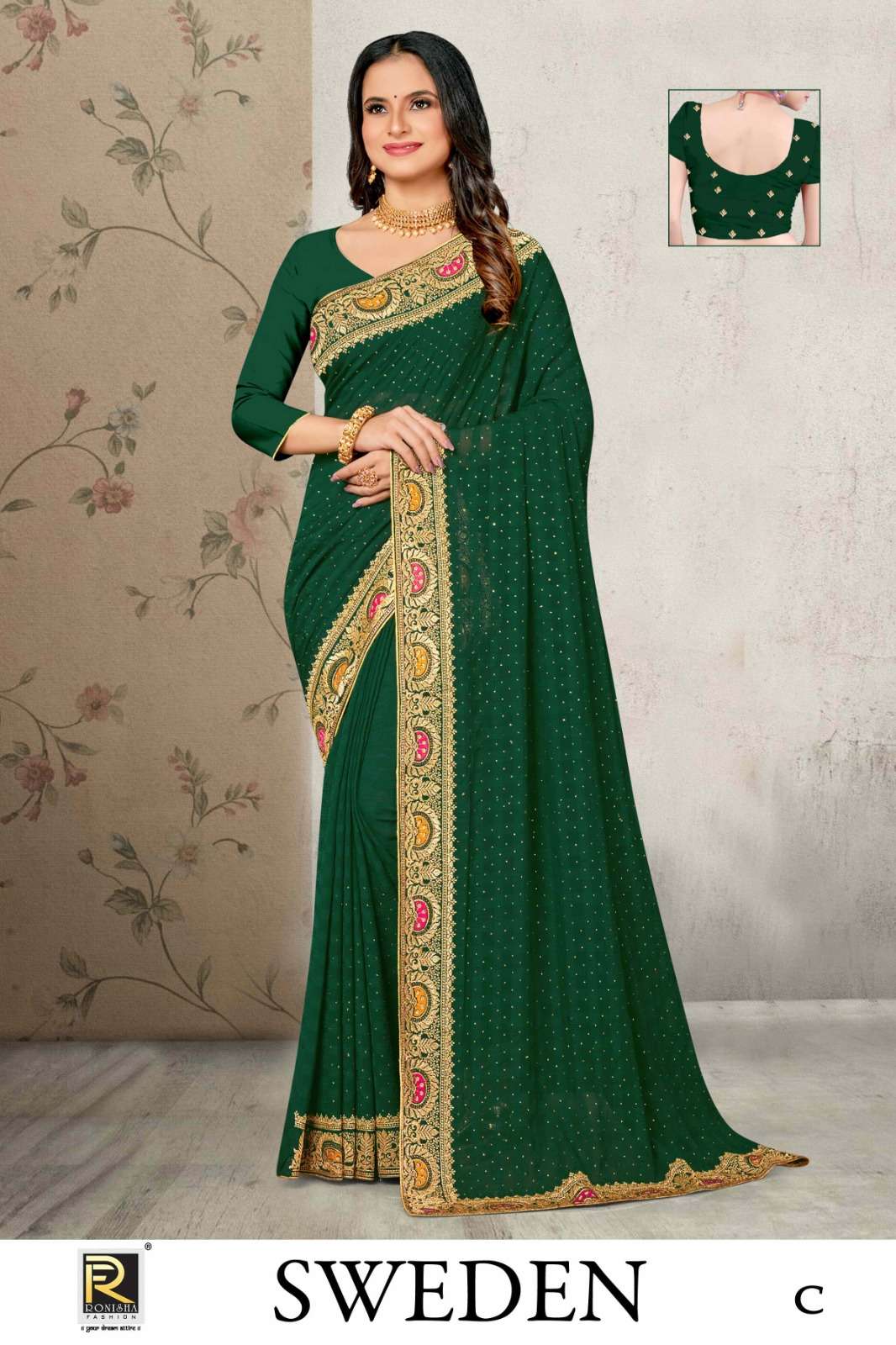 Ronisha Sweden Fancy Embroidery Super Hit Sarees Wholesale catalog