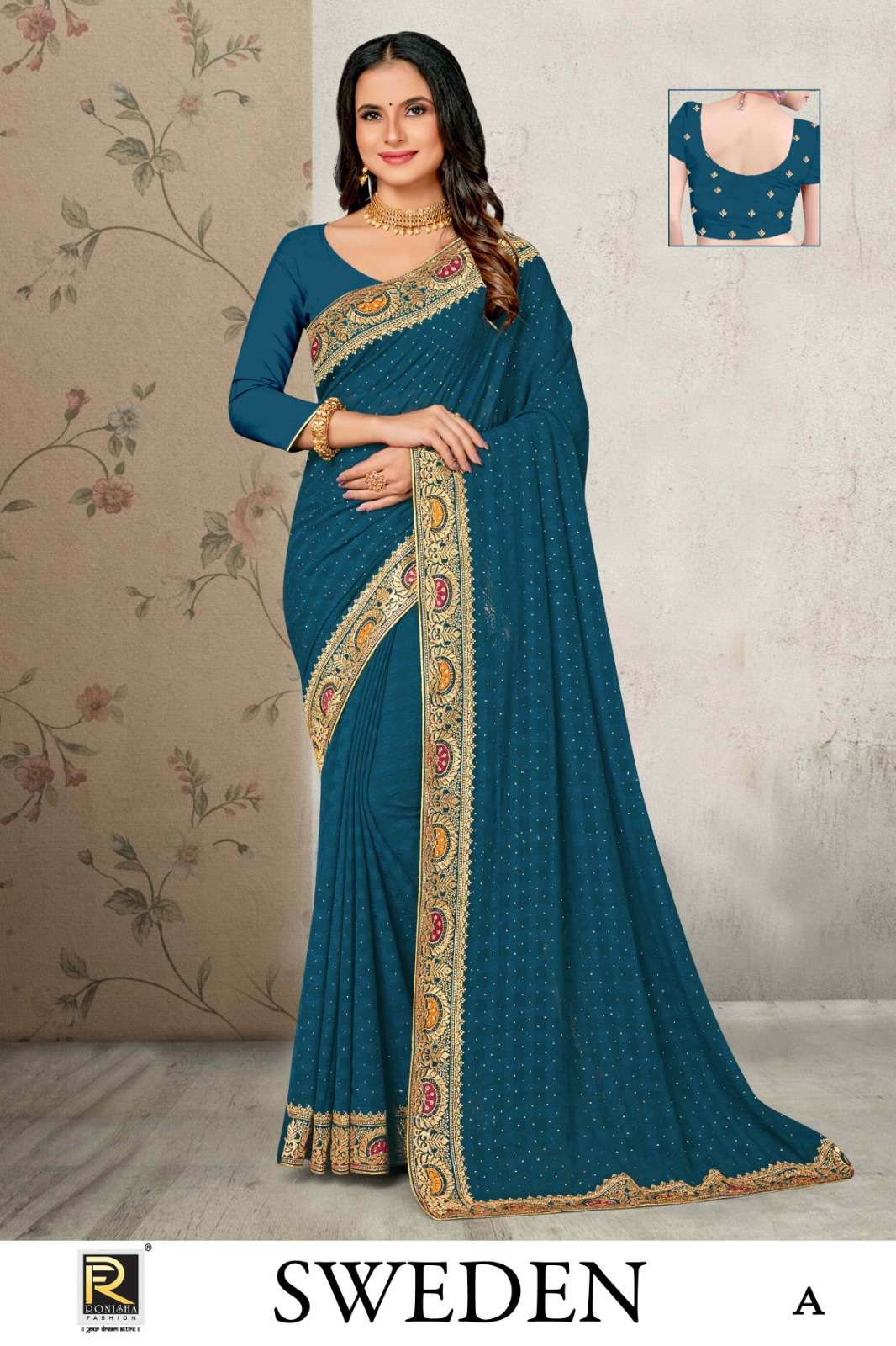 Ronisha Sweden Fancy Embroidery Super Hit Sarees Wholesale catalog