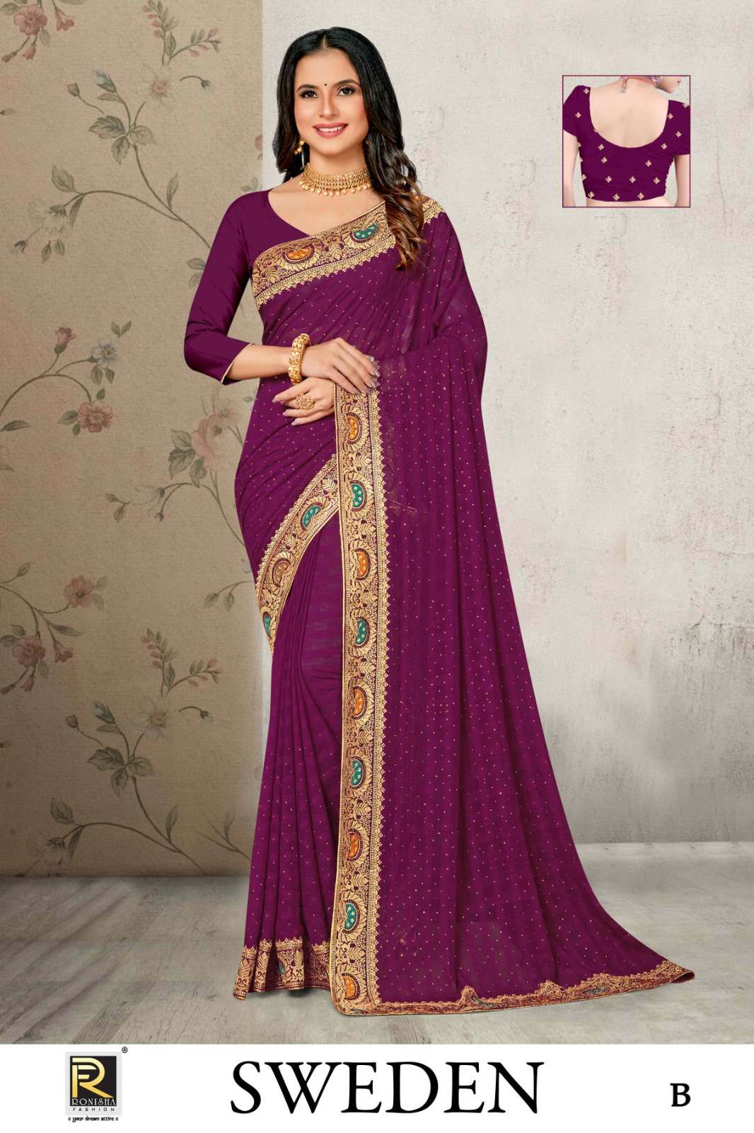 Ronisha Sweden Fancy Embroidery Super Hit Sarees Wholesale catalog