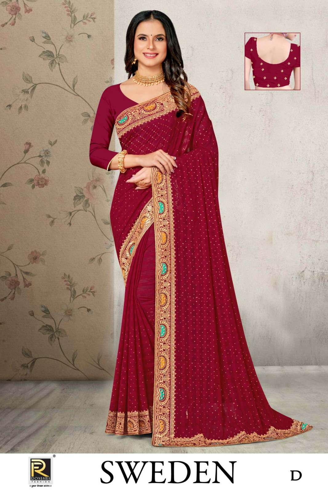 Ronisha Sweden Fancy Embroidery Super Hit Sarees Wholesale catalog