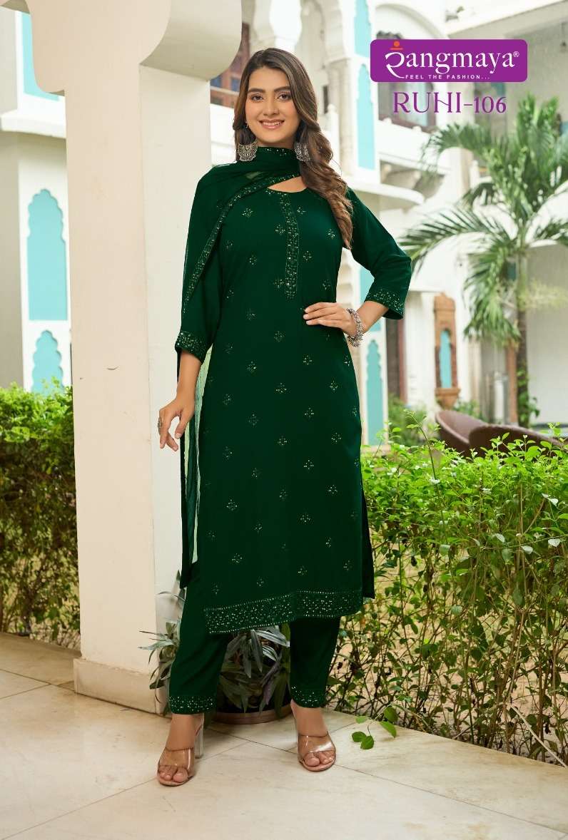 RUHI Rayon Kurti with Pant with duppata Wholesale catalog