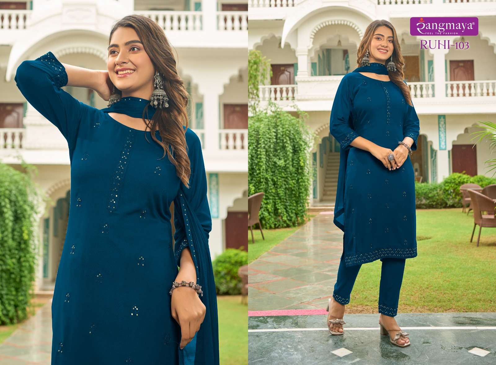 RUHI Rayon Kurti with Pant with duppata Wholesale catalog