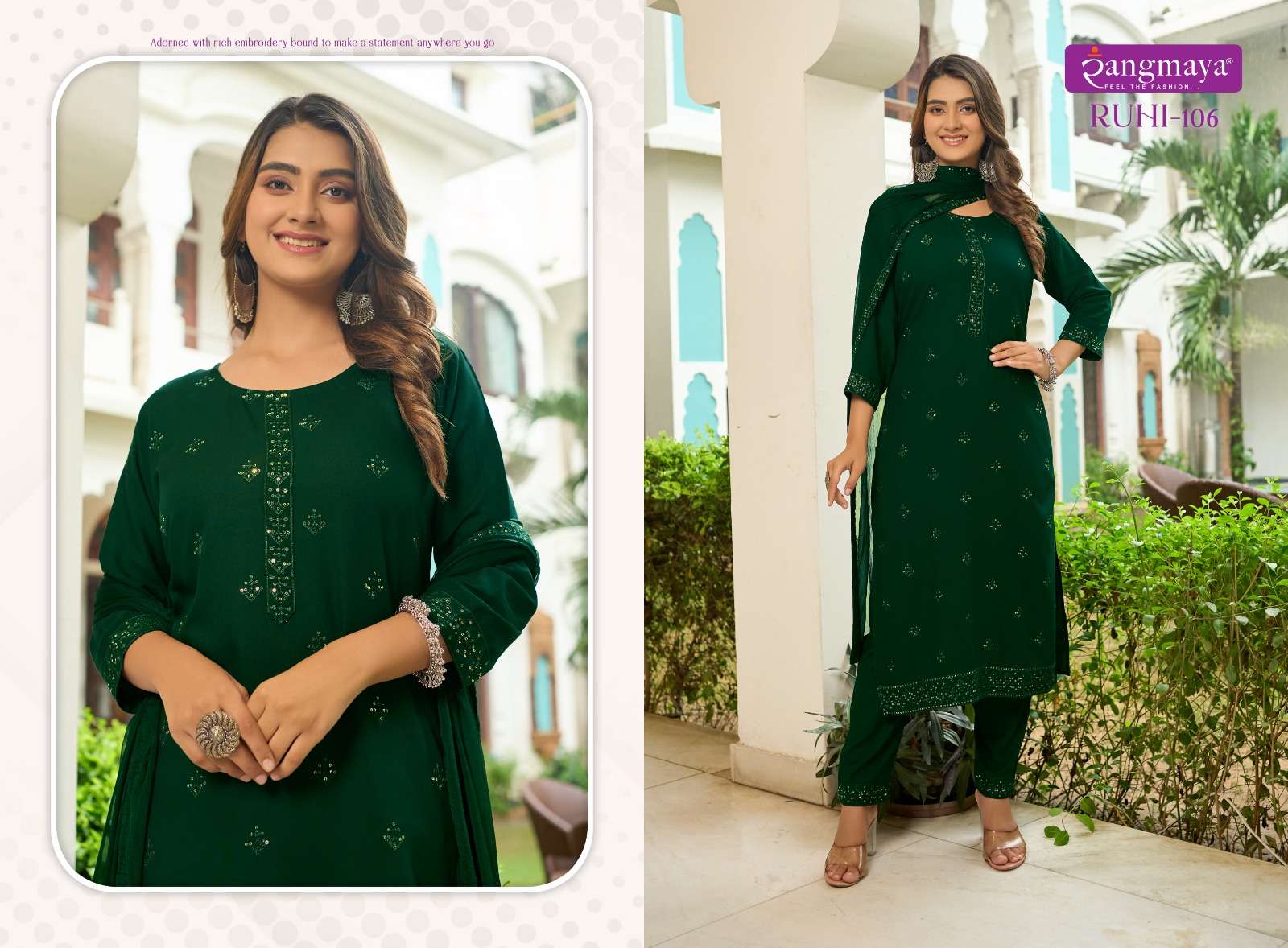 RUHI Rayon Kurti with Pant with duppata Wholesale catalog