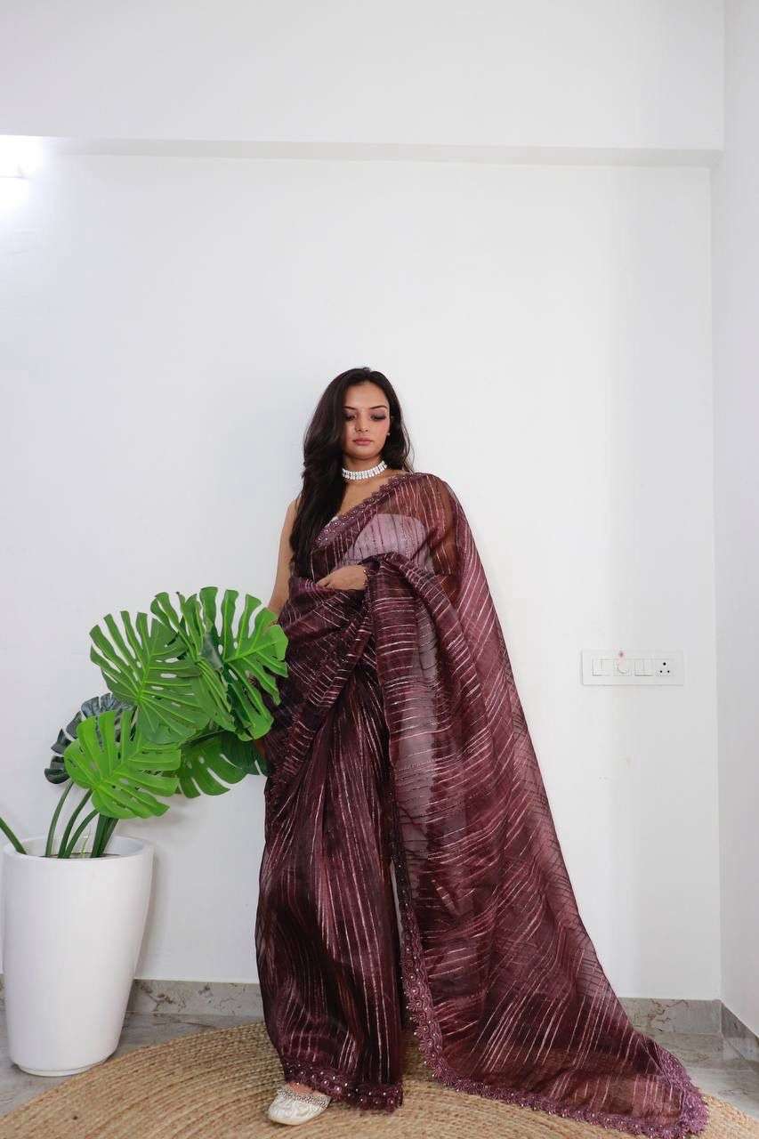 Saanvi Designer Organza Silk Sarees Wholesale catalog