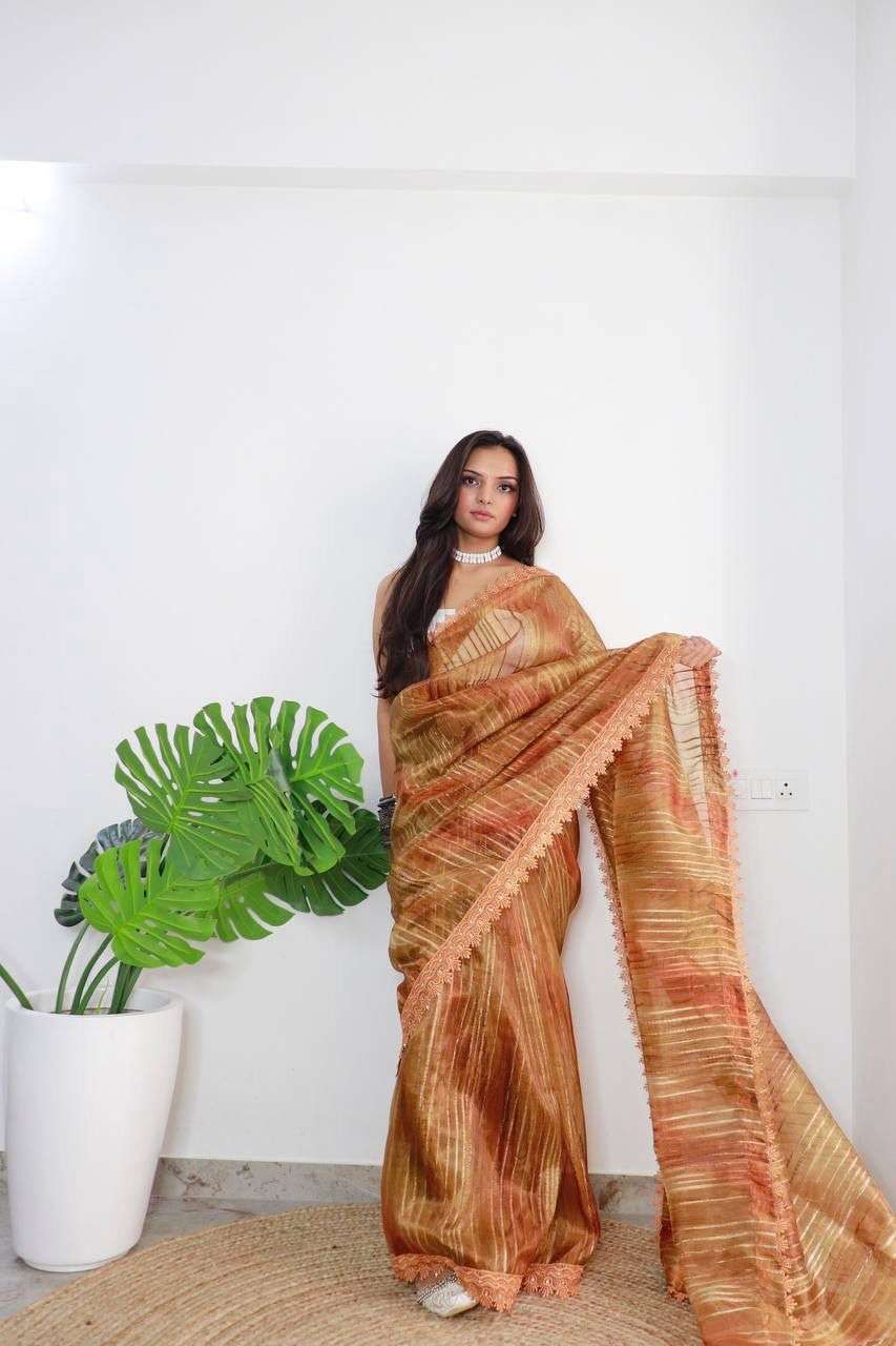 Saanvi Designer Organza Silk Sarees Wholesale catalog