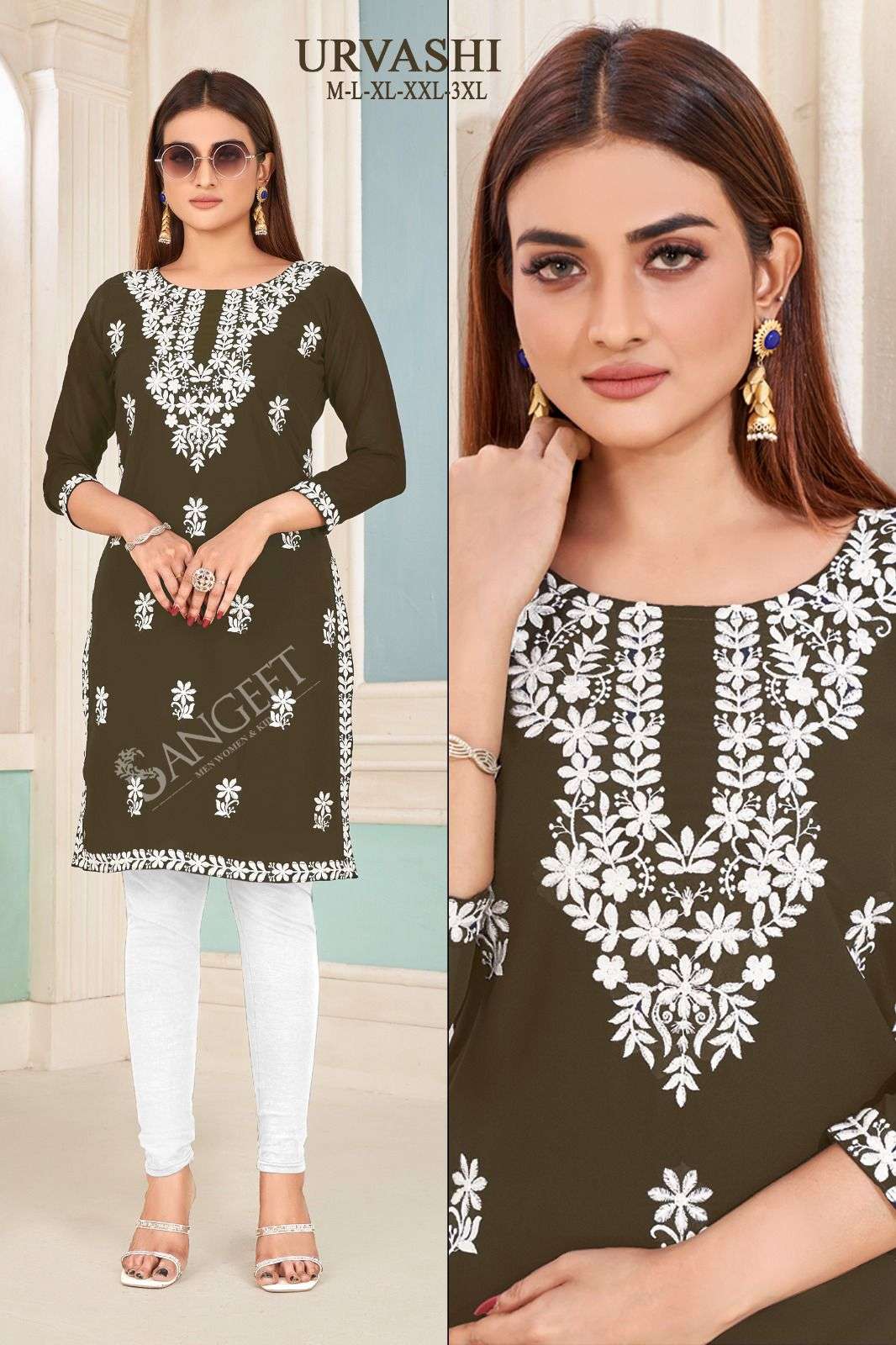 Sangeet Urvashi Faux Georgette Kurti Wholesale catalog