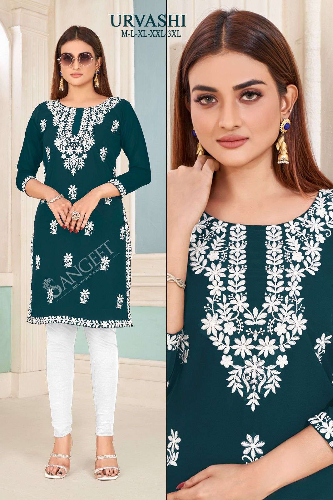 Sangeet Urvashi Faux Georgette Kurti Wholesale catalog