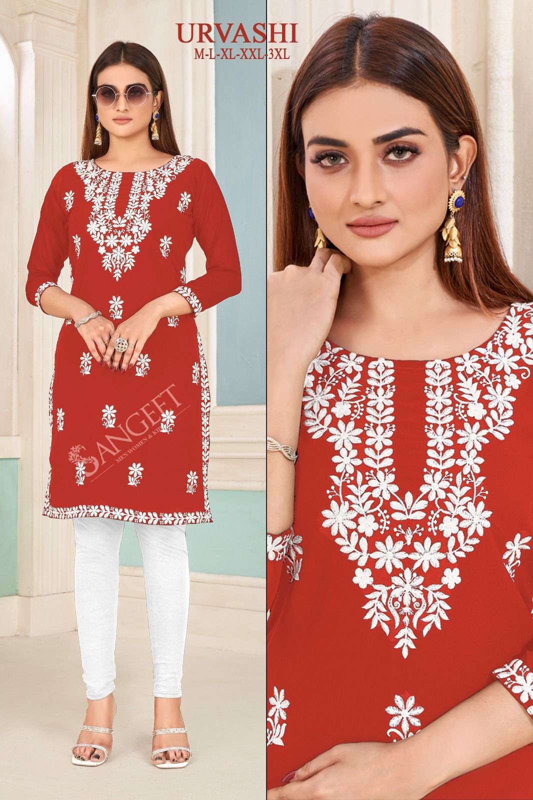 Sangeet Urvashi Faux Georgette Kurti Wholesale catalog