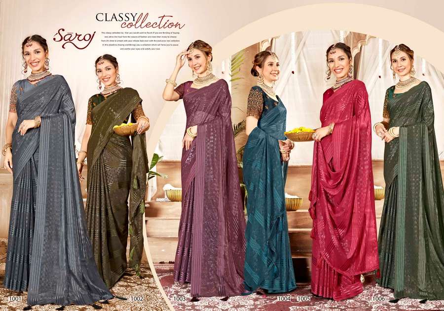 Saroj Aarmani Vol - 1 Designer Fancy Fabric Saree Wholesale catalog