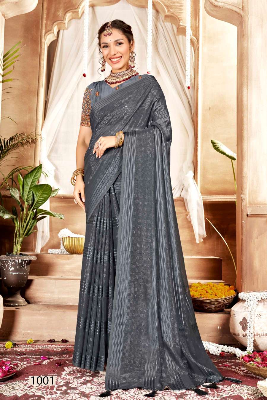 Saroj Aarmani Vol - 1 Designer Fancy Fabric Saree Wholesale catalog