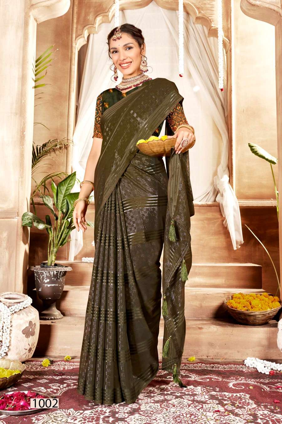 Saroj Aarmani Vol - 1 Designer Fancy Fabric Saree Wholesale catalog