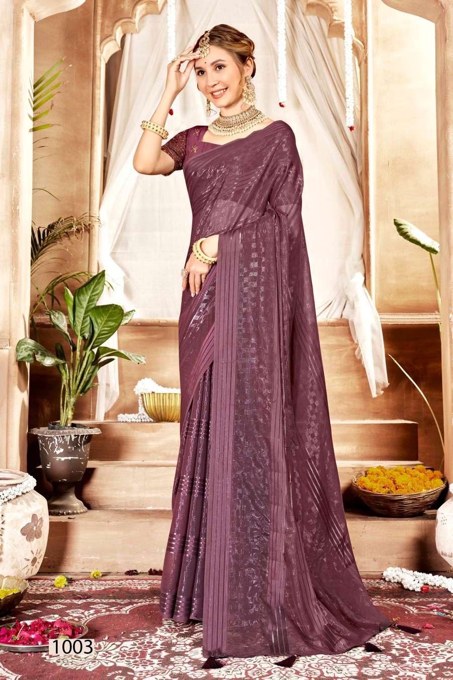 Saroj Aarmani Vol - 1 Designer Fancy Fabric Saree Wholesale catalog