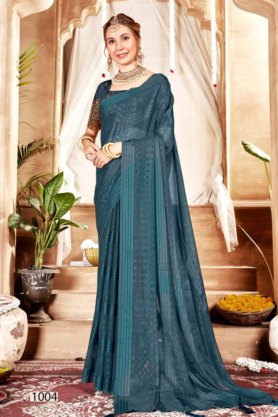 Saroj Aarmani Vol - 1 Designer Fancy Fabric Saree Wholesale catalog