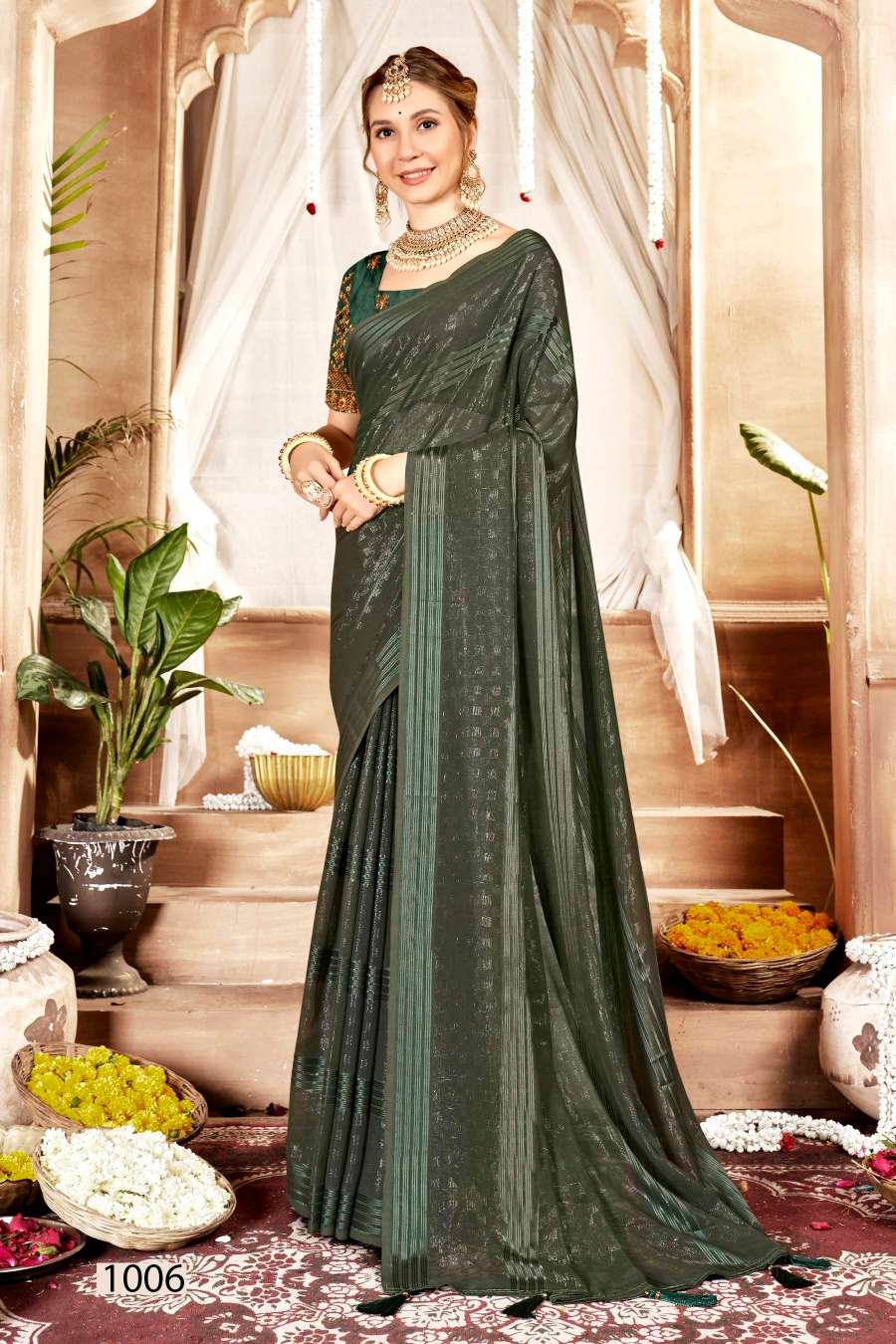 Saroj Aarmani Vol - 1 Designer Fancy Fabric Saree Wholesale catalog