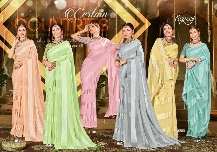  Saroj Aarmani Vol - 3 Designer Fancy Fabric Saree Wholesale catalog