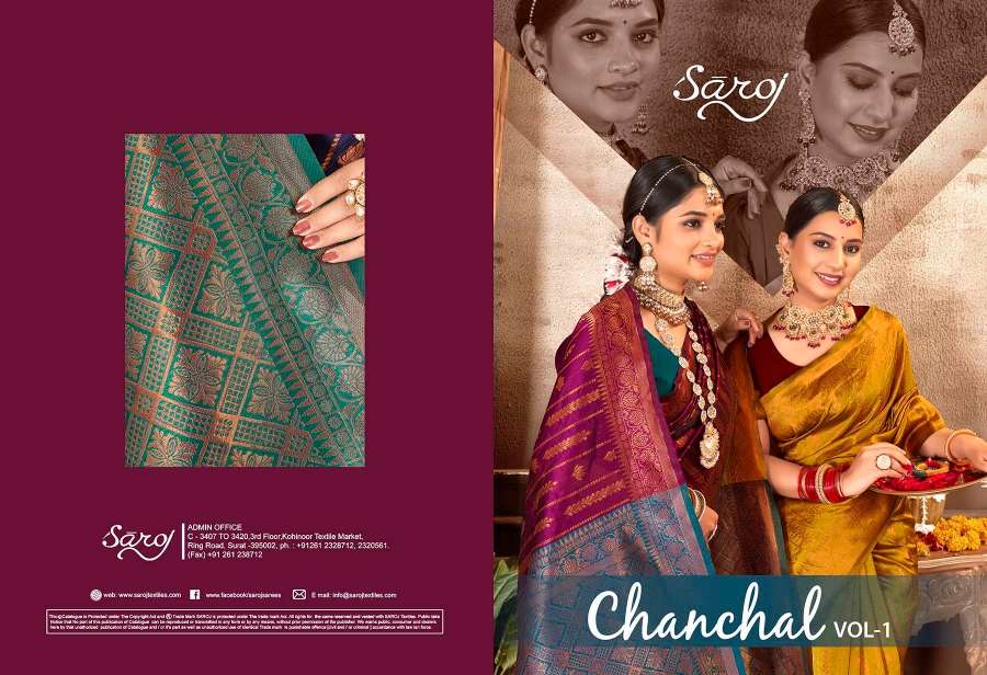 Saroj Chanchal vol-1 Designer Soft Silk Saree Wholesale catalog