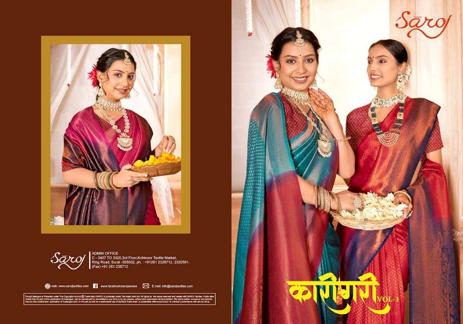 Saroj Karigari vol-3 Designer Soft Silk Saree Wholesale catalog