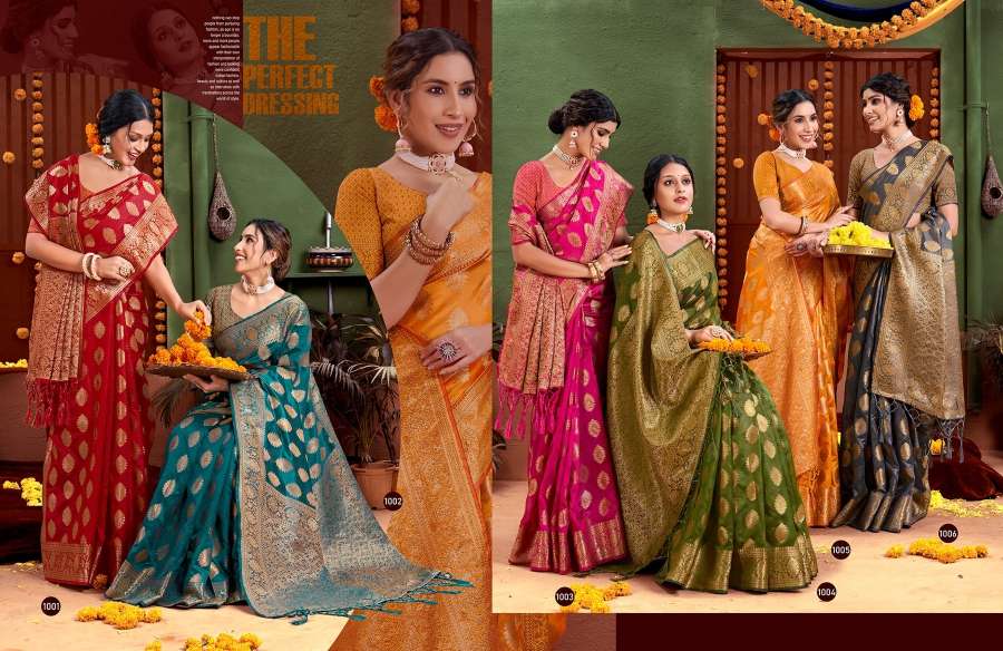 Saroj Manohari Silk - 5 Designer Soft Organza Saree Wholesale catalog